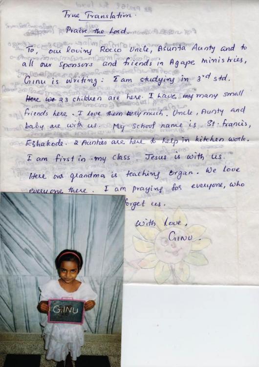 Gini - Orphan writes a letter of gratitude to Ps Leo for his and Church family’s support 